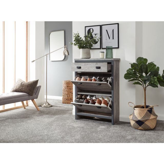 GFW BOS2TSGRY BOSTON 2 TIER 1 DRAWER SHOE CABINET GREY