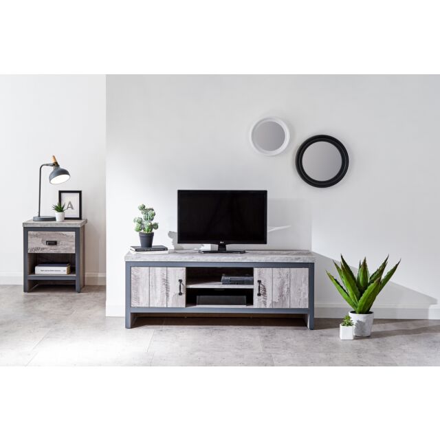 GFW BOSTVUGRY BOSTON 2 DOOR TV UNIT GREY
