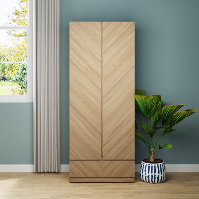 GFW CAT21WOAK CATANIA 2 DOOR 1 DRAWER WARDROBE EURO OAK