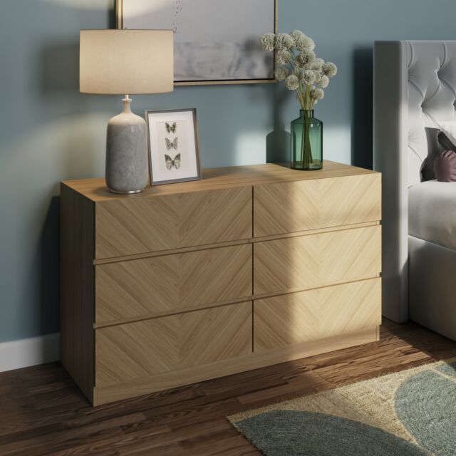 GFW CAT33COAK CATANIA 3+3 DRAWER CHEST EURO OAK