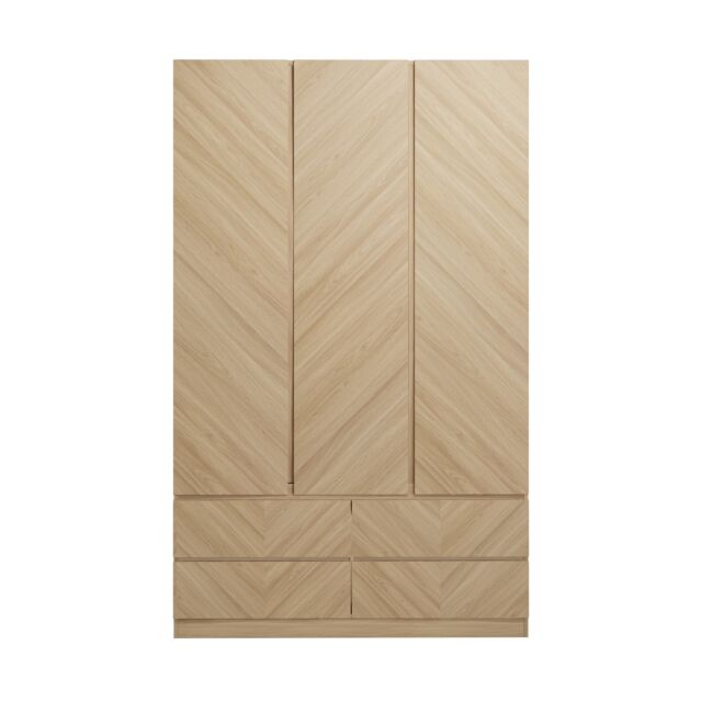GFW CAT34WOAK CATANIA 3 DOOR 4 DRAWER WARDROBE EURO OAK
