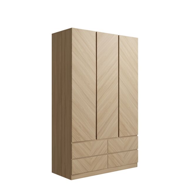 GFW CAT34WOAK CATANIA 3 DOOR 4 DRAWER WARDROBE EURO OAK
