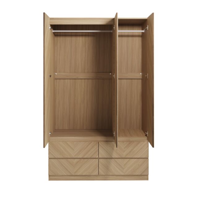 GFW CAT34WOAK CATANIA 3 DOOR 4 DRAWER WARDROBE EURO OAK