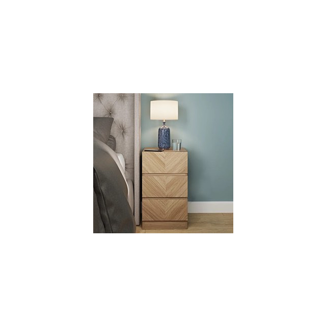 GFW CAT3BSOAK CATANIA 3 DRAWER BEDSIDE TABLE EURO OAK