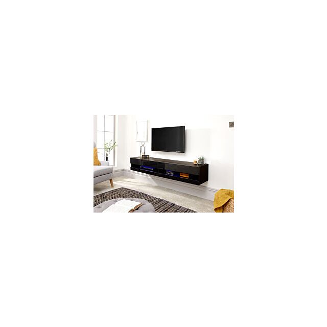 GFW GAL180GBG GALICIA 180CM WALL TV UNIT WITH LED BLACK