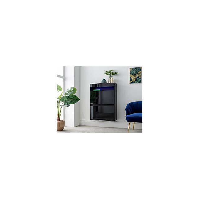 GFW GALHSCGBG GALICIA WALL HANGING TWO TIER SHOE CABINET BLACK