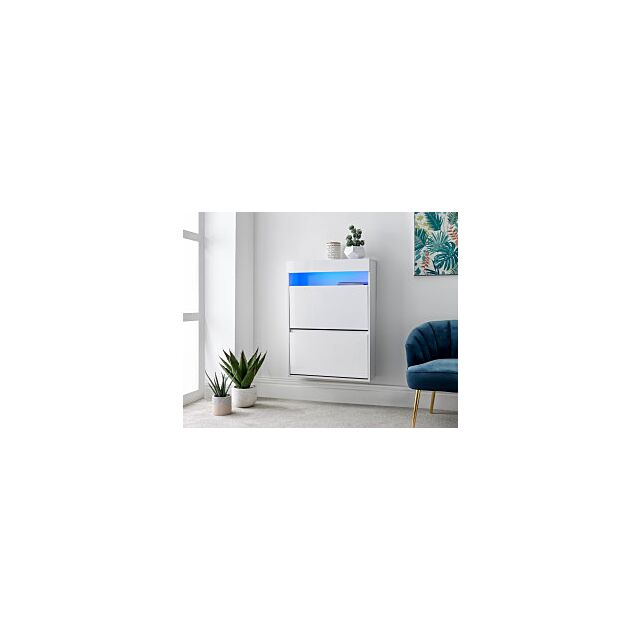 GFW GALHSCWWG GALICIA WALL HANGING TWO TIER SHOE CABINET WHITE