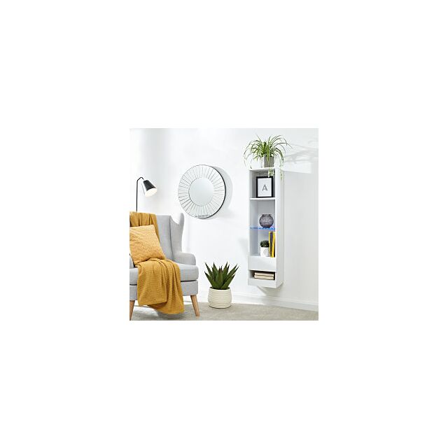 GFW GALTSUWHT GALICIA TALL SHELF UNIT WITH LED WHITE