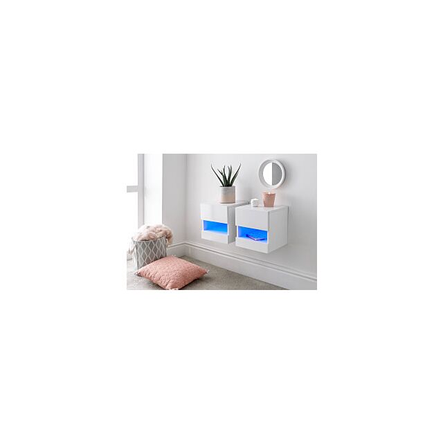 GFW GALWHBWWG GALICIA PAIR OF WALL HANGING BEDSIDE TABLES WHITE