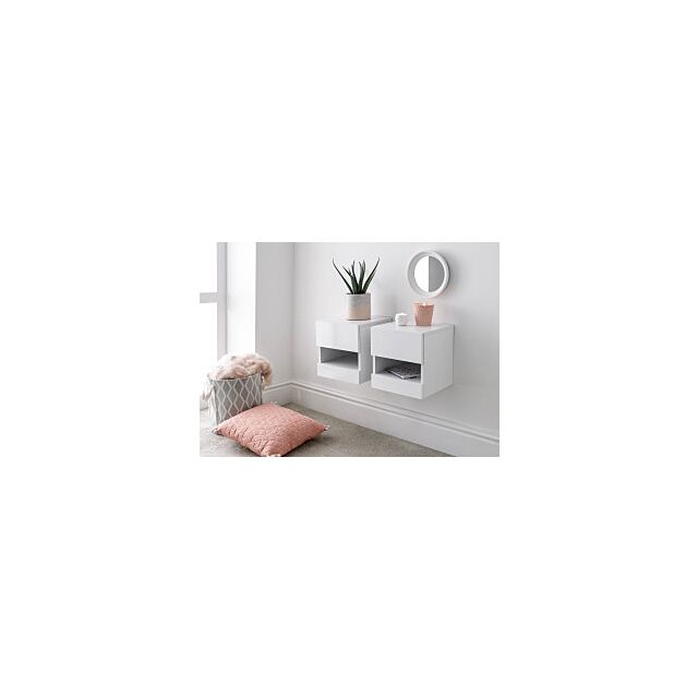 GFW GALWHBWWG GALICIA PAIR OF WALL HANGING BEDSIDE TABLES WHITE