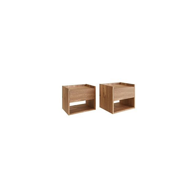 GFW HARWMBOAK HARMONY WALL MOUNTED PAIR OF BEDSIDE TABLES OAK