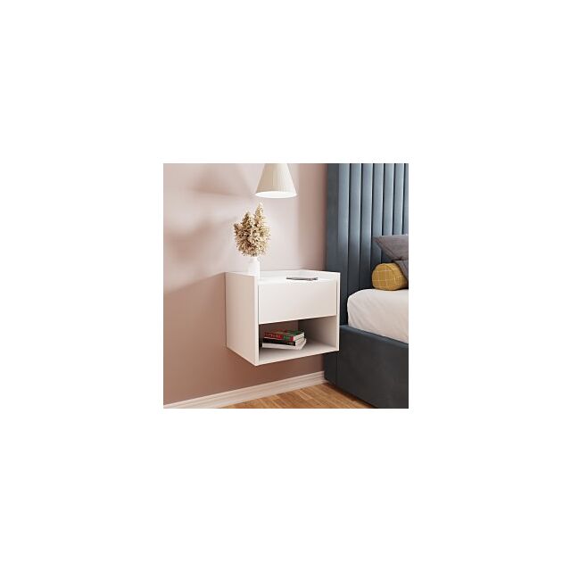 GFW HARWMBWHT HARMONY WALL MOUNTED PAIR OF BEDSIDE TABLES WHITE