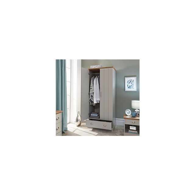 GFW KEN21WGRY KENDAL 2 DOOR 1 DRAWER WARDROBE GREY