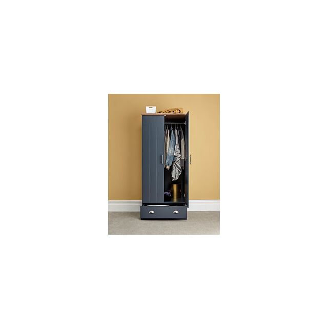 GFW KEN21WSBL KENDAL 2 DOOR 1 DRAWER WARDROBE SLATE BLUE