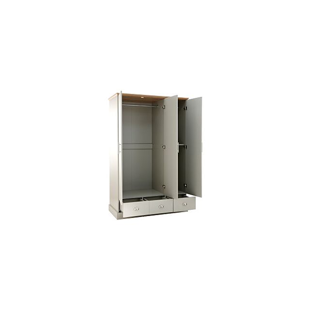 GFW KEN33WGRY KENDAL 3 DOOR 3 DRAWER WARDROBE GREY