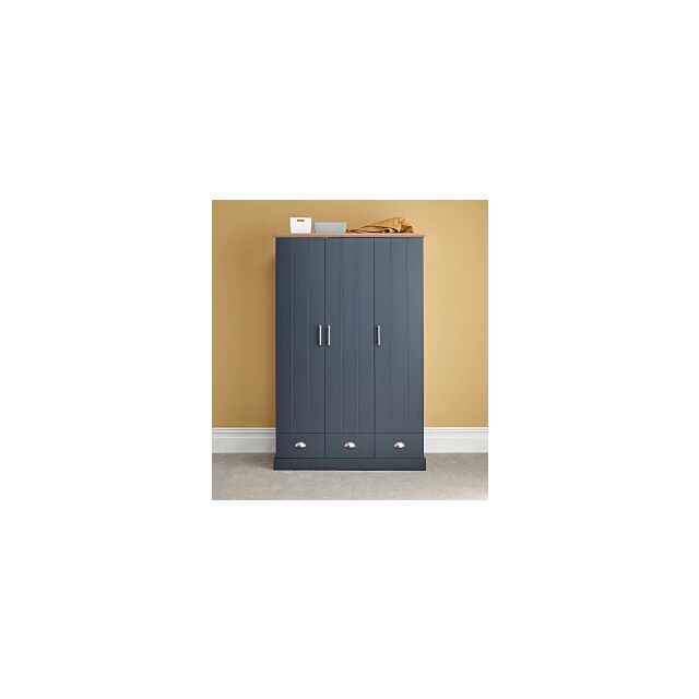 GFW KEN33WSBL KENDAL 3 DOOR 3 DRAWER WARDROBE SLATE BLUE