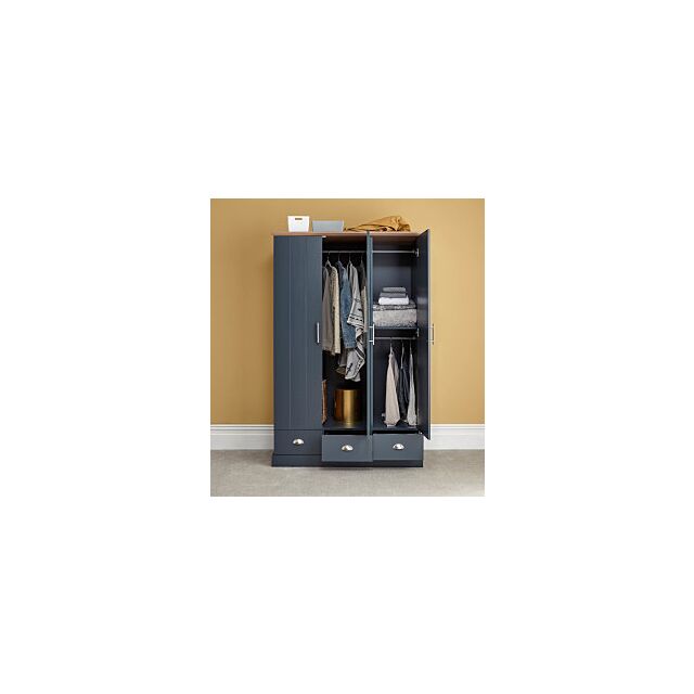 GFW KEN33WSBL KENDAL 3 DOOR 3 DRAWER WARDROBE SLATE BLUE