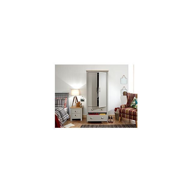 GFW LAN22WGRY LANCASTER 2 DOOR 2 DRAWER WARDROBE GREY