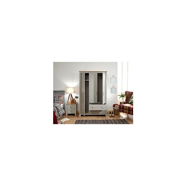 GFW LAN32WGRY LANCASTER 3 DOOR 2 DRAWER WARDROBE GREY