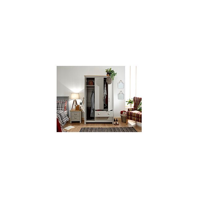 GFW LAN32WGRY LANCASTER 3 DOOR 2 DRAWER WARDROBE GREY