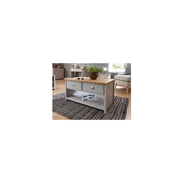 GFW LANCOFGRY LANCASTER 2 DRAWER COFFEE TABLE GREY