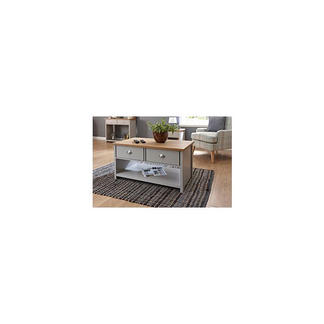 GFW LANCOFGRY LANCASTER 2 DRAWER COFFEE TABLE GREY
