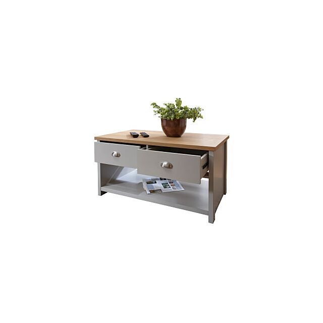 GFW LANCOFGRY LANCASTER 2 DRAWER COFFEE TABLE GREY