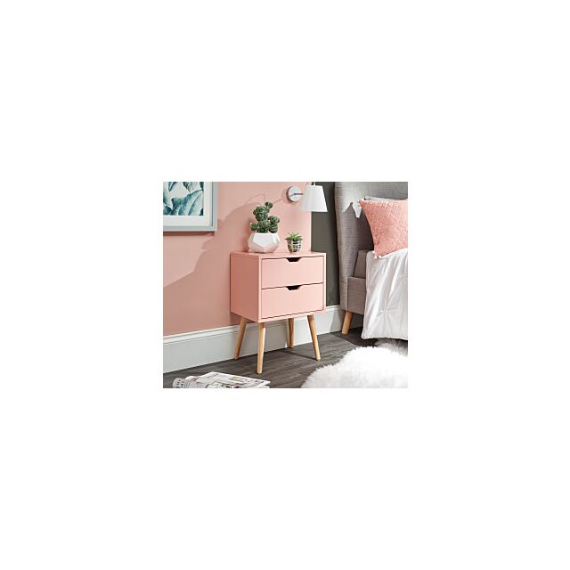 GFW NBG1BSCPK NYBORG SINGLE 2 DRAWER BEDSIDE CORAL PINK