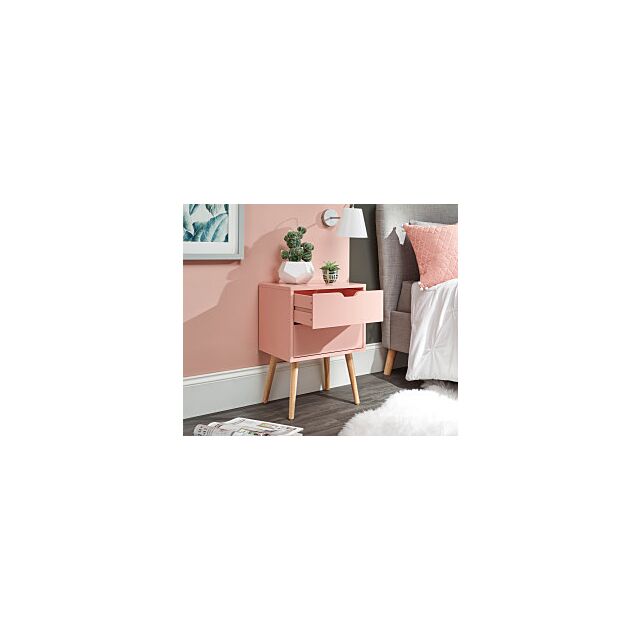 GFW NBG1BSCPK NYBORG SINGLE 2 DRAWER BEDSIDE CORAL PINK
