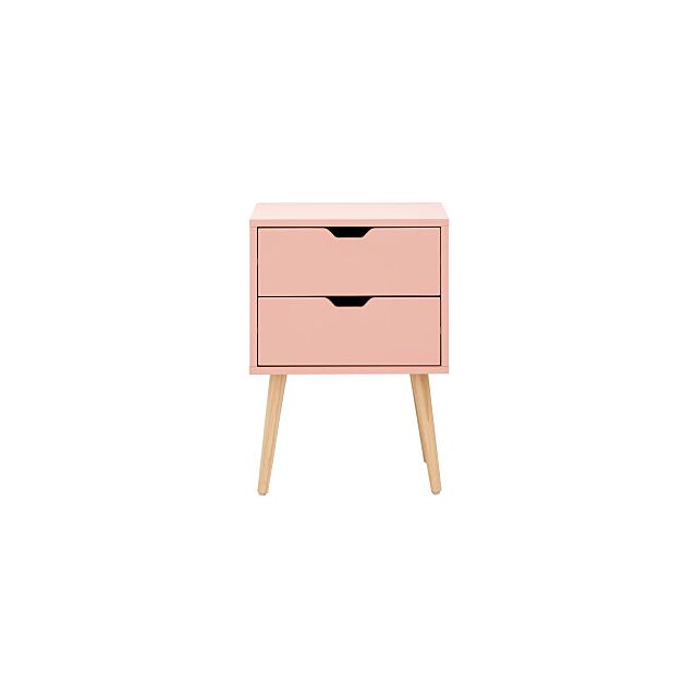 GFW NBG1BSCPK NYBORG SINGLE 2 DRAWER BEDSIDE CORAL PINK
