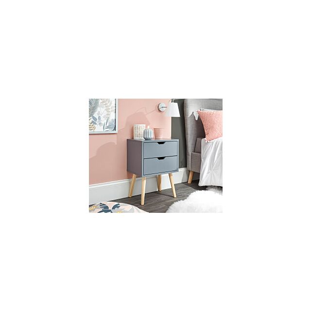 GFW NBG1BSDGR NYBORG SINGLE 2 DRAWER BEDSIDE DARK GREY