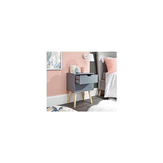GFW NBG1BSDGR NYBORG SINGLE 2 DRAWER BEDSIDE DARK GREY