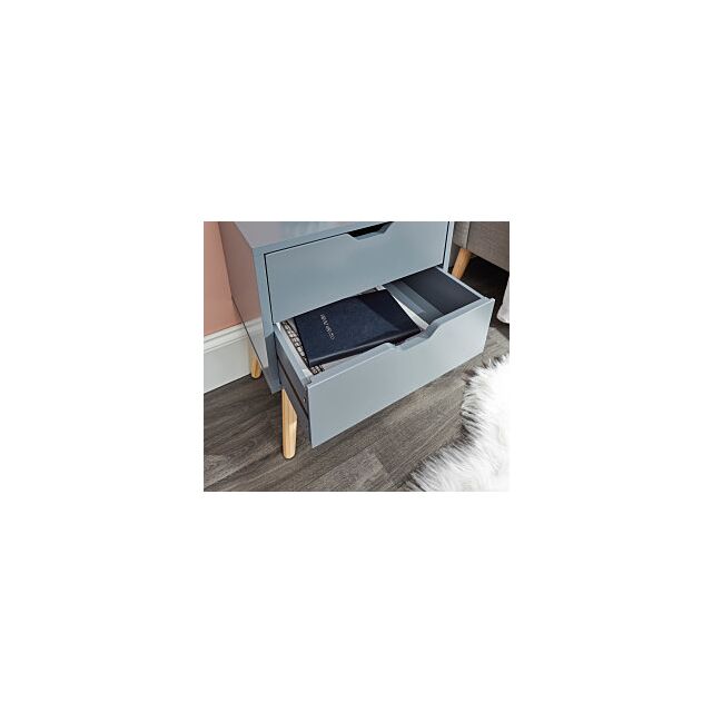 GFW NBG1BSDGR NYBORG SINGLE 2 DRAWER BEDSIDE DARK GREY