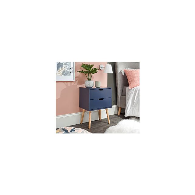GFW NBG1BSNSB NYBORG SINGLE 2 DRAWER BEDSIDE NIGHTSHADOW BLUE