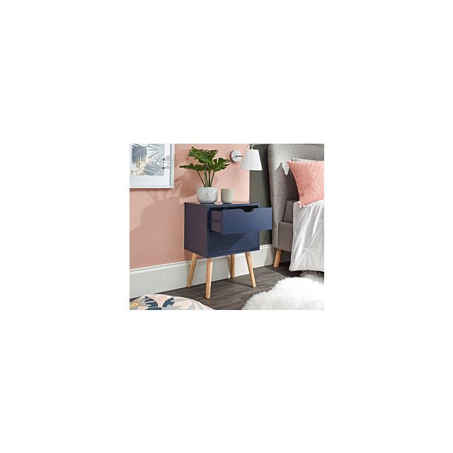 GFW NBG1BSNSB NYBORG SINGLE 2 DRAWER BEDSIDE NIGHTSHADOW BLUE