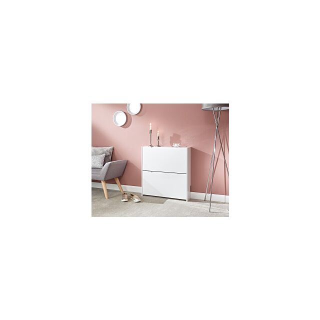GFW NRG2TSWHT NARROW HIGH GLOSS 2 TIER SHOE CABINET WHITE