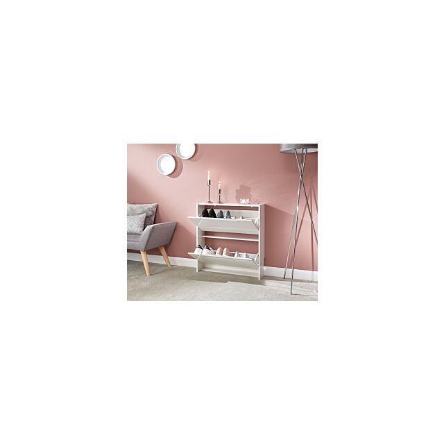 GFW NRG2TSWHT NARROW HIGH GLOSS 2 TIER SHOE CABINET WHITE