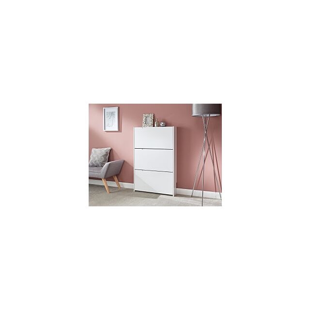 GFW NRG3TSWHT NARROW HIGH GLOSS 3 TIER SHOE CABINET WHITE