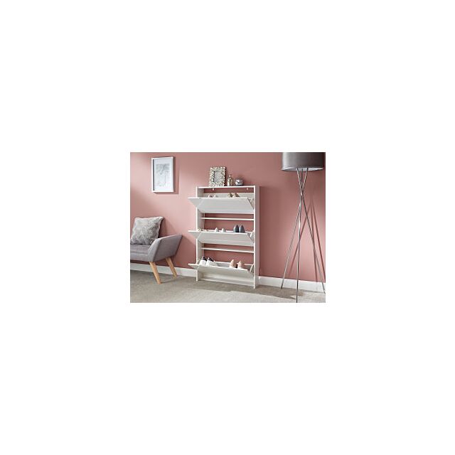 GFW NRG3TSWHT NARROW HIGH GLOSS 3 TIER SHOE CABINET WHITE