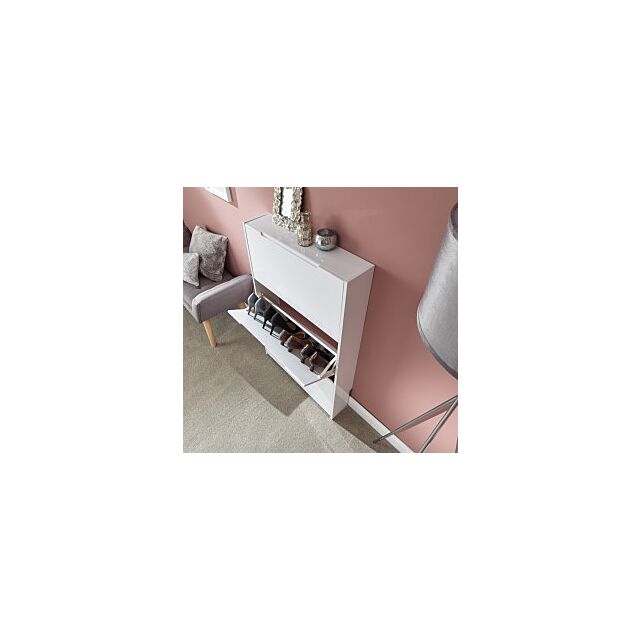 GFW NRG3TSWHT NARROW HIGH GLOSS 3 TIER SHOE CABINET WHITE
