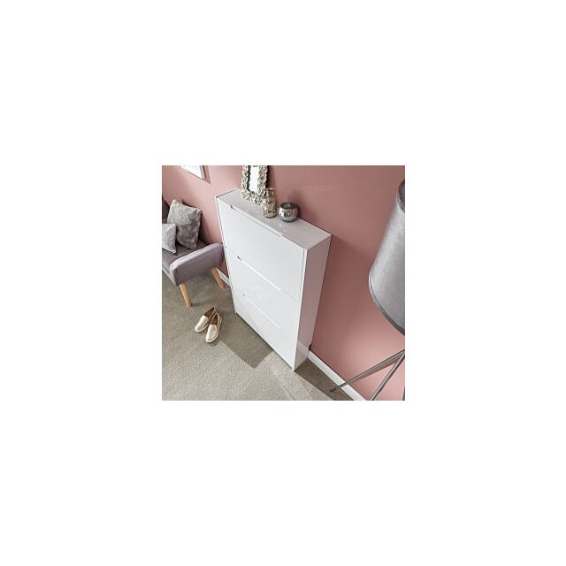 GFW NRG3TSWHT NARROW HIGH GLOSS 3 TIER SHOE CABINET WHITE