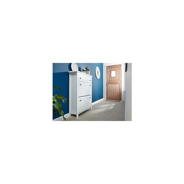 GFW SHOECABWH DELUXE TWO TIER SHOE CABINET WHITE