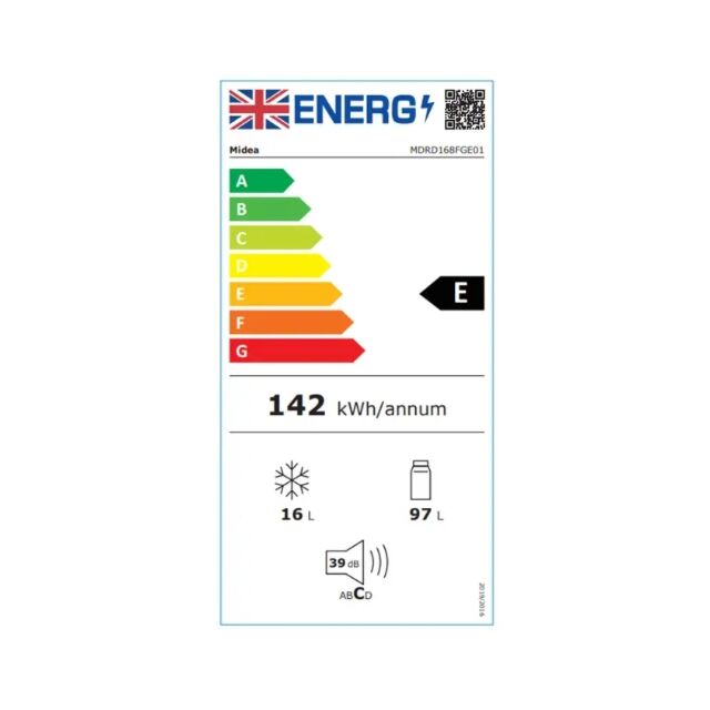 Midea MDRD168FGE01 55cm Under Counter Ice box Fridge
