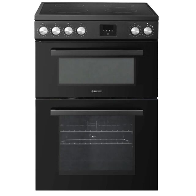 Teknix TKED64INDB Freestanding 60cm Double Oven Electric Cooker with Induction Hob - Black - A Rated