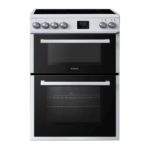 Teknix TKED64W 60Cm Ceramic Double Oven Cooker White