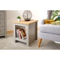 GFW LANSTSGRY LANCASTER SIDE TABLE WITH SHELF GREY